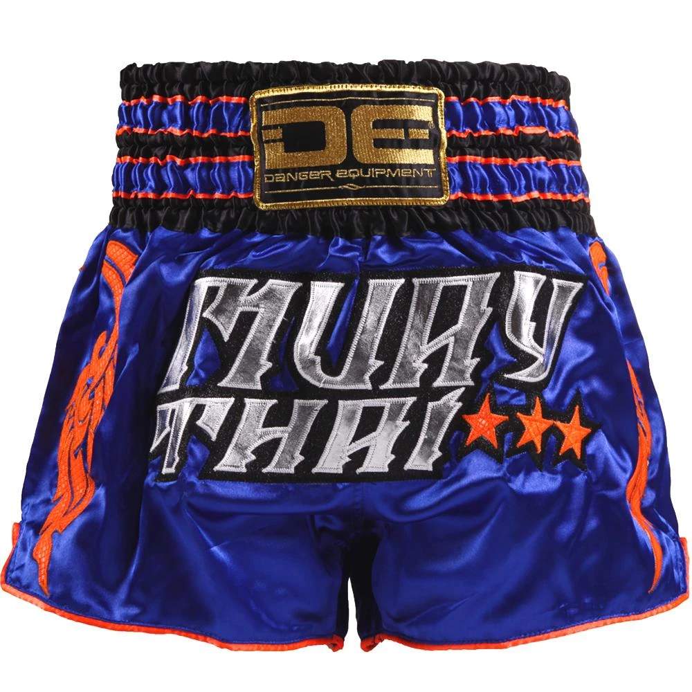 Danger Equipment D.E Fit Special Muay Thai Shorts - Blue/Silver 3 Danger Equipment D.E Fit Special Muay Thai Shorts - Blue/Silver