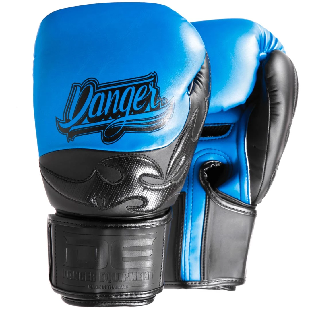 FIGHT GLOVES Muay Thai Boxing Gloves - Sak Muay By Danger Equipment - Blue/Black 3 FIGHT GLOVES Muay Thai Boxing Gloves - Sak Muay By Danger Equipment - Blue/Black