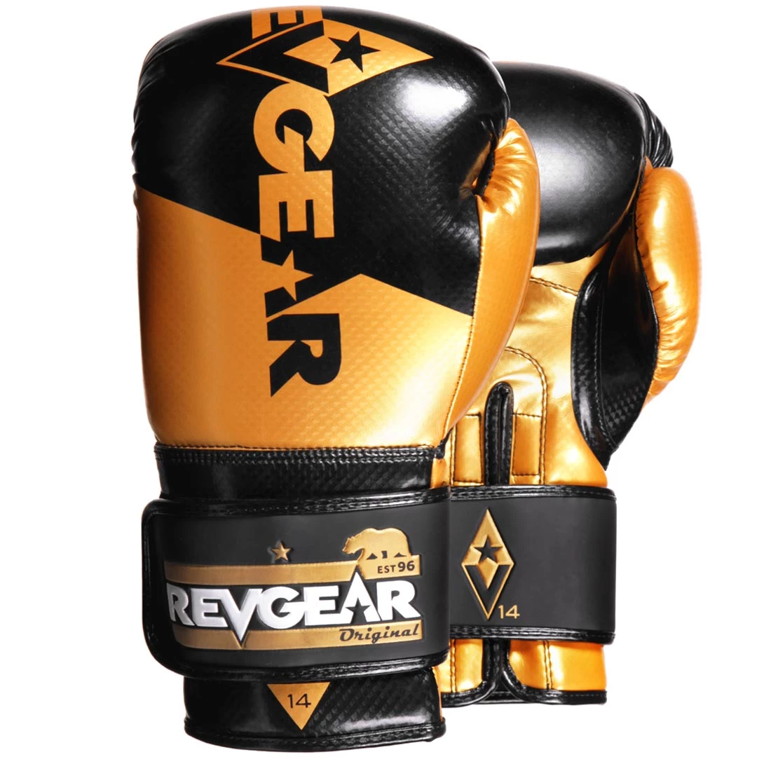 Revgear Pinnacle Boxing Gloves- Black Gold 3 Revgear Pinnacle Boxing Gloves- Black Gold