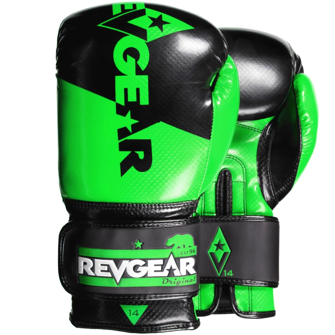 Revgear Pinnacle Boxing Gloves- Black Green FIGHT GLOVES 3 Revgear Pinnacle Boxing Gloves- Black Green FIGHT GLOVES