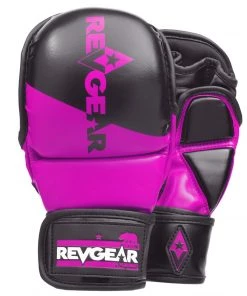 Revgear PINNACLE MMA SPARRING GLOVES - BLACK/PINK FIGHT GLOVES