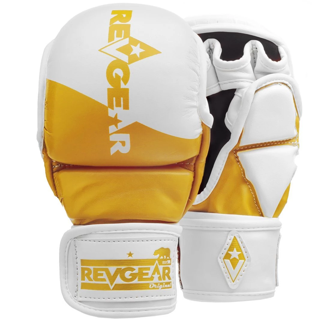 Revgear PINNACLE MMA SPARRING GLOVES - WHITE/GOLD FIGHT GLOVES 3 Revgear PINNACLE MMA SPARRING GLOVES - WHITE/GOLD FIGHT GLOVES