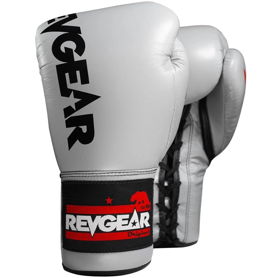 FIGHT GLOVES Revgear Professional Competition Boxing Gloves - Grey/Black 3 FIGHT GLOVES Revgear Professional Competition Boxing Gloves - Grey/Black