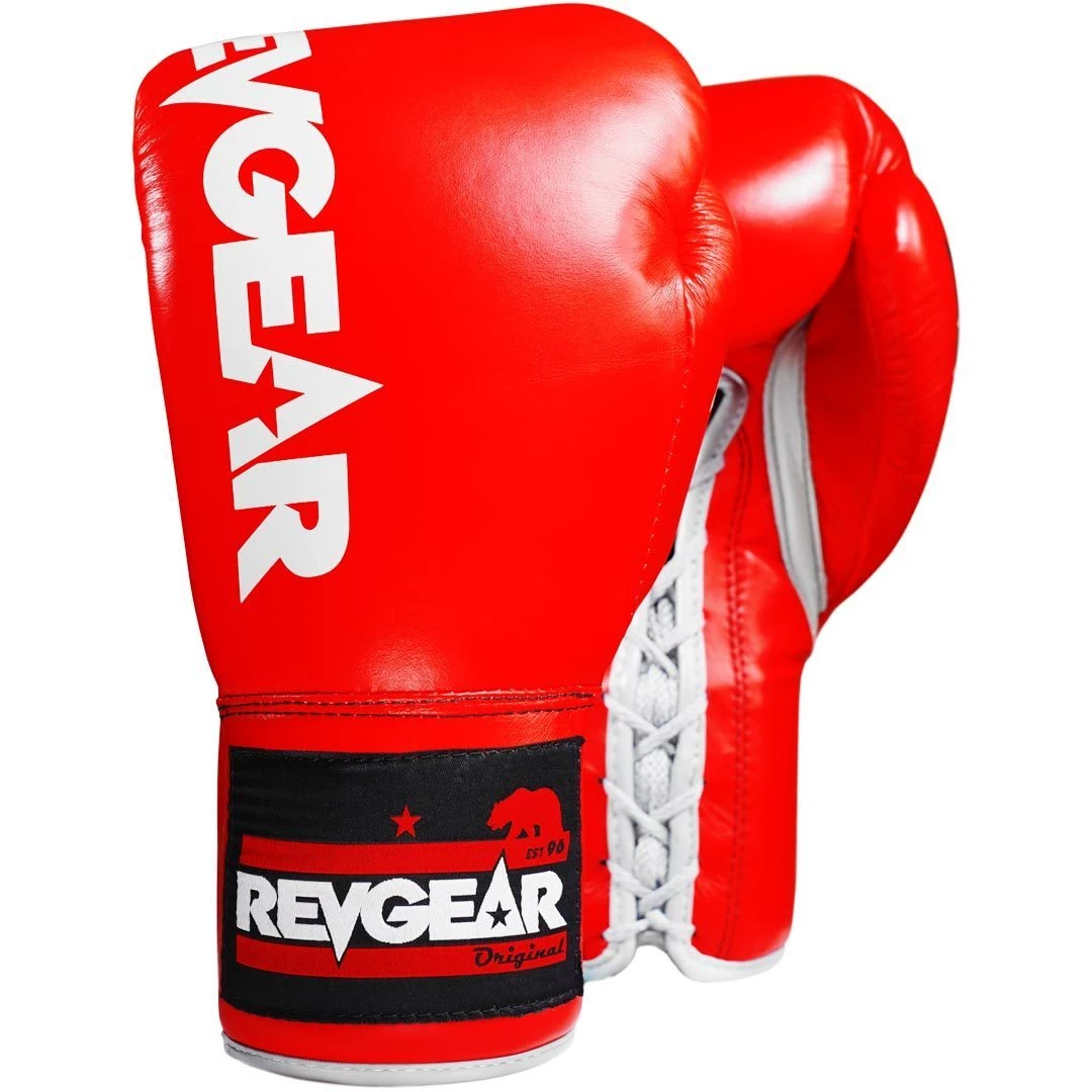 FIGHT GLOVES Revgear Professional Competition Boxing Gloves - Red/White 3 FIGHT GLOVES Revgear Professional Competition Boxing Gloves - Red/White