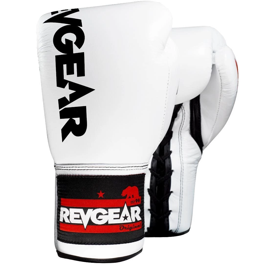 Revgear Professional Competition Boxing Gloves - White/Black FIGHT GLOVES 3 Revgear Professional Competition Boxing Gloves - White/Black FIGHT GLOVES