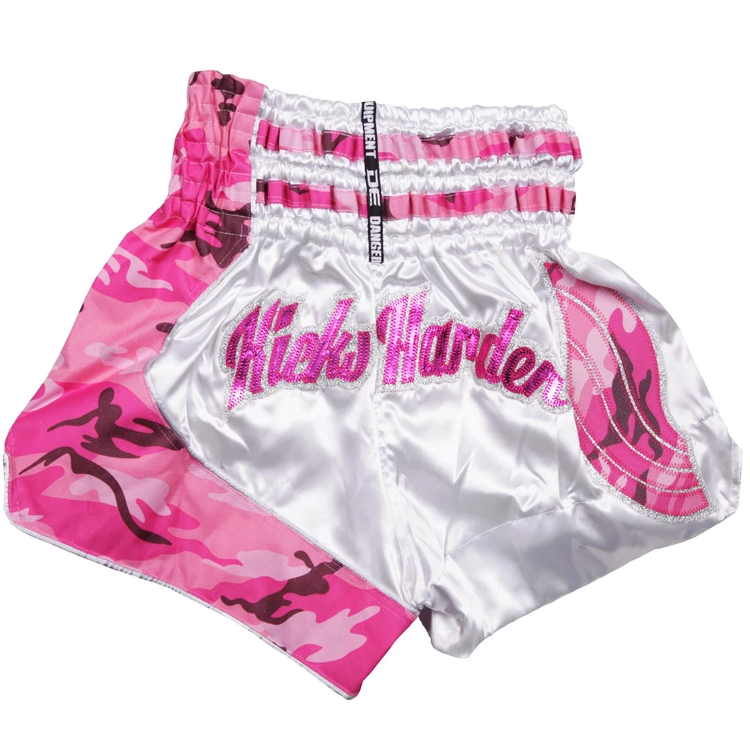 Danger Equipment D.E Fit Special Muay Thai Shorts - Pink/White 3 Danger Equipment D.E Fit Special Muay Thai Shorts - Pink/White