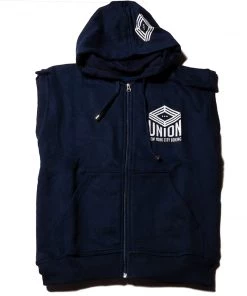 Union Boxing Sleeveless Zipped Hoodie - Navy APPAREL & ACCESSORIES