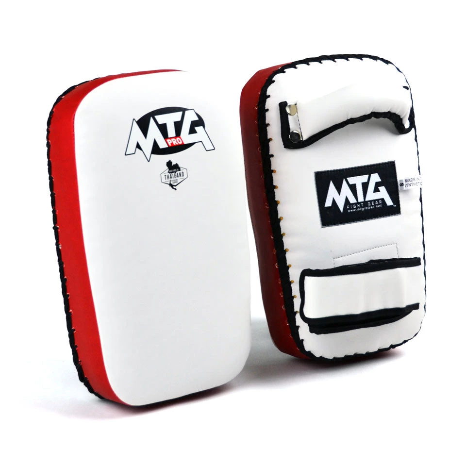 KPS2 MTG Pro White-Red Synthetic Thai Kick Pads 7 KPS2 MTG Pro White-Red Synthetic Thai Kick Pads