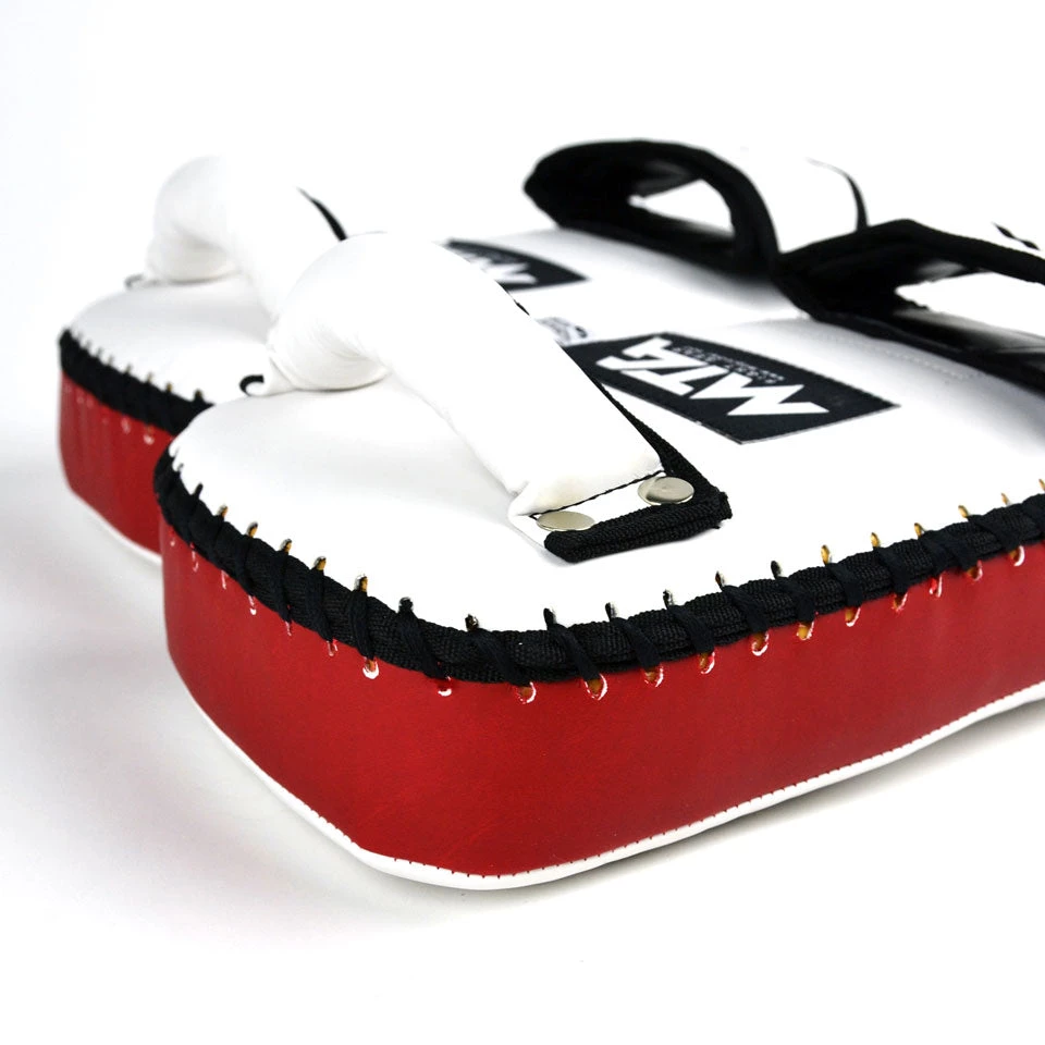 KPS2 MTG Pro White-Red Synthetic Thai Kick Pads 5 KPS2 MTG Pro White-Red Synthetic Thai Kick Pads