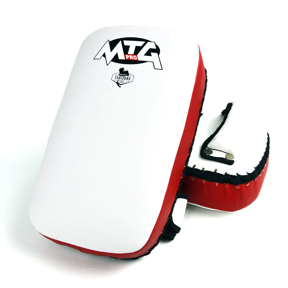 KPS2 MTG Pro White-Red Synthetic Thai Kick Pads 3 KPS2 MTG Pro White-Red Synthetic Thai Kick Pads