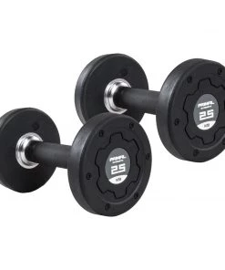 WEIGHTS & BARS Primal Strength Stealth Commercial Fitness Premium Rubber/Stainless Steel 2.5kg-25kg Dumbbell Set (10 Pairs)