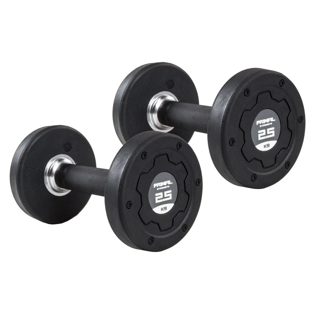 WEIGHTS & BARS Primal Strength Stealth Commercial Fitness Premium Rubber/Stainless Steel 2.5kg-25kg Dumbbell Set (10 Pairs) 4 WEIGHTS & BARS Primal Strength Stealth Commercial Fitness Premium Rubber/Stainless Steel 2.5kg-25kg Dumbbell Set (10 Pairs)