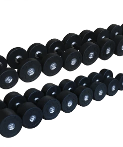 WEIGHTS & BARS Primal Strength Stealth Commercial Fitness Premium Rubber/Stainless Steel 2.5kg-25kg Dumbbell Set (10 Pairs)