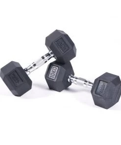 Primal Strength 5-30kg Commercial Rubber Hex Dumbbell Set (10 Pairs) WEIGHTS & BARS