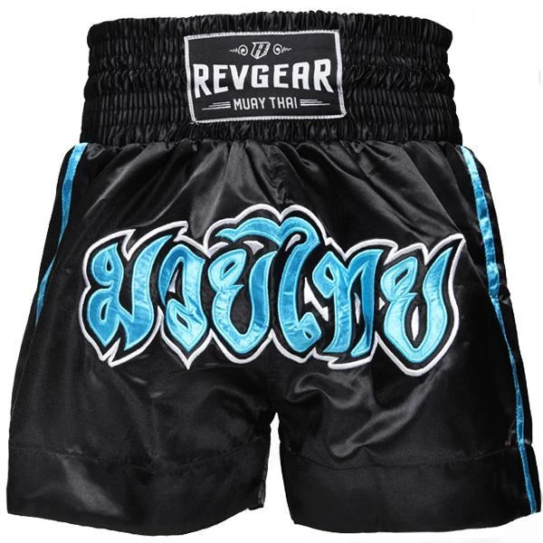 Revgear Kids Muay Thai Shorts - Black Blue 3 Revgear Kids Muay Thai Shorts - Black Blue