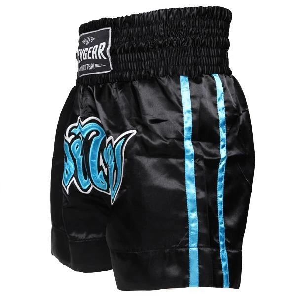 Revgear Kids Muay Thai Shorts - Black Blue 6 Revgear Kids Muay Thai Shorts - Black Blue