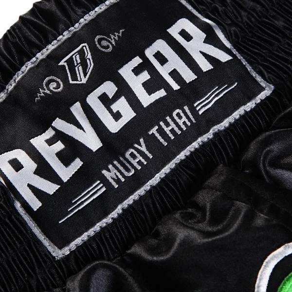 Revgear Kids Muay Thai Shorts - Black Green 7 Revgear Kids Muay Thai Shorts - Black Green