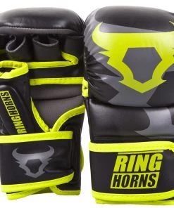 Venum Ringhorns Charger MMA Sparring Gloves - Black/Neo Yellow FIGHT GLOVES