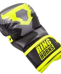 Venum Ringhorns Charger MMA Sparring Gloves - Black/Neo Yellow FIGHT GLOVES