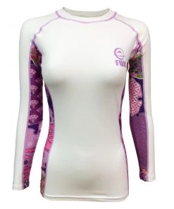 Fuji Sports Women's Kimono Rash Guard White Pink