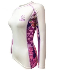 Fuji Sports Women's Kimono Rash Guard White Pink