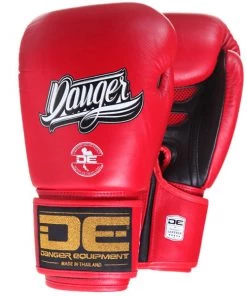 FIGHT GLOVES Danger Equipment Super Max Leather Boxing Gloves - Red