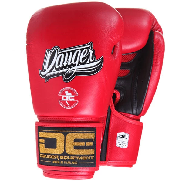 FIGHT GLOVES Danger Equipment Super Max Leather Boxing Gloves - Red 3 FIGHT GLOVES Danger Equipment Super Max Leather Boxing Gloves - Red